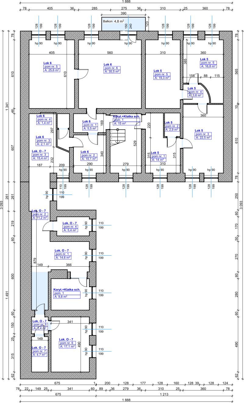 Plan pierwszego piętra - część 1